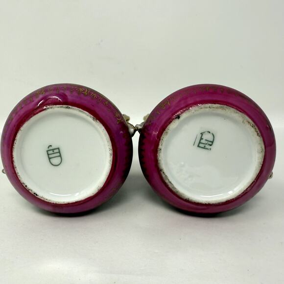 Lot 2 Antique Porcelain Decorative Cups Vases with Gold Trim Hand Painted Scene - Picture 2 of 10